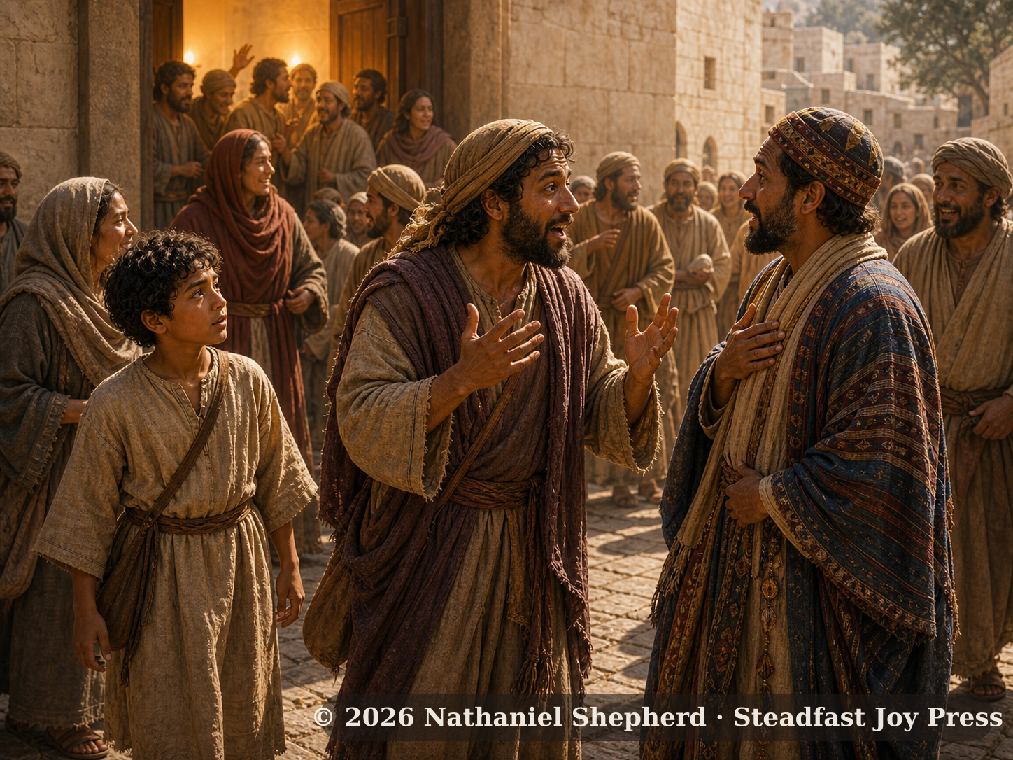 Amos watches a crowd pour into a Jerusalem street, speaking languages they never learned
